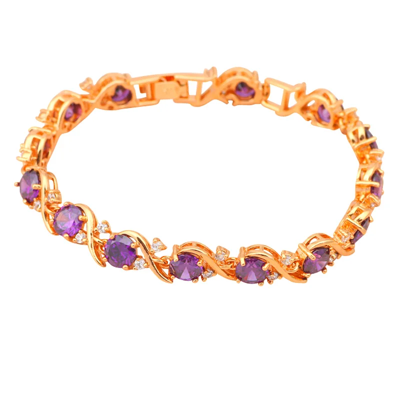 Бесплатная доставка Фиолетовый Кристалл и AAA циркон циркониевые золотого цвета