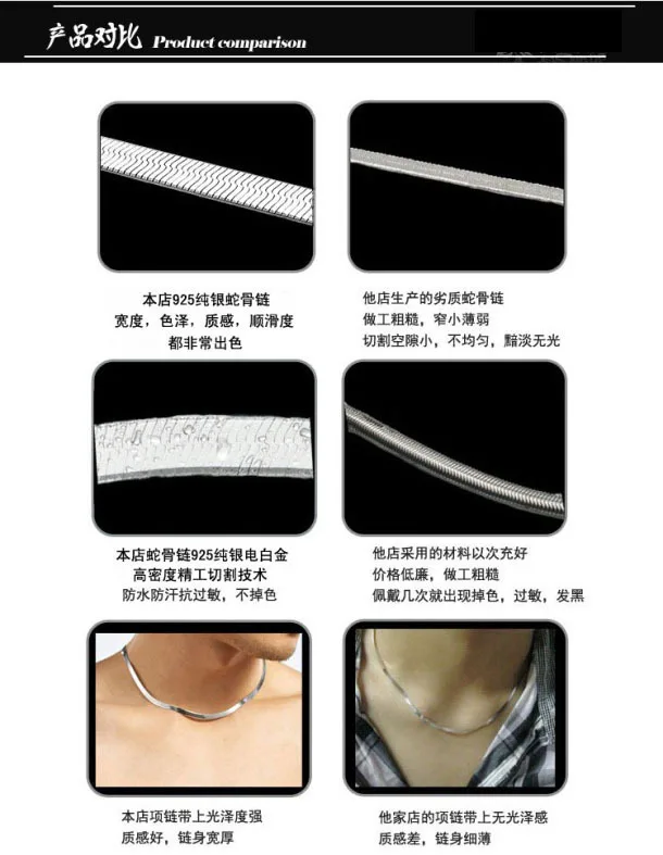 New Arrival high quality classic design men`s necklaces 925 sterling silver men necklace jewelry promotion wholesale gift X193 | Украшения