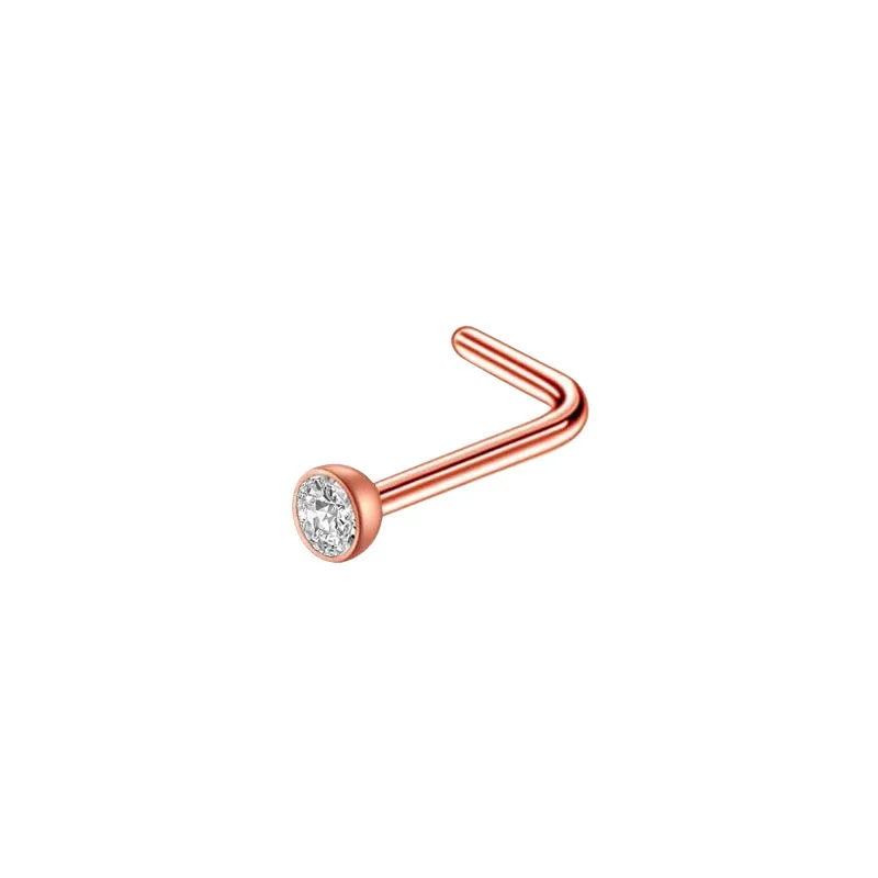rose gold 1 шт. маленький нос шпильки для пирсинга L Форма Нос Кольца, титановые, стальные кубического циркония, бижутерия для пирсинга, 2 цвета для Для женщин/Для мужчин - Окраска металла: rose gold