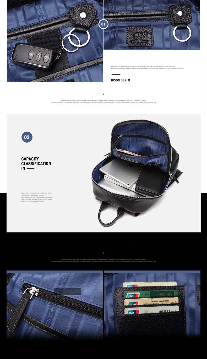 Бренд BISON DENIM, Школьные Сумки из натуральной кожи для подростков, рюкзак N, мужской рюкзак для путешествий, повседневный рюкзак для ноутбука из воловьей кожи