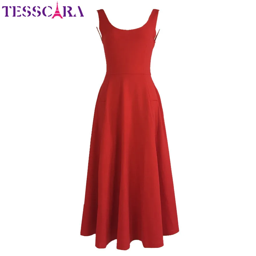 TESSCARA женское элегантное винтажное платье трапециевидной формы офисное