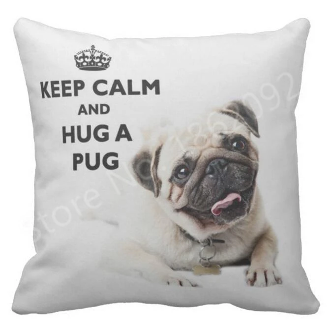 Новинка мопса для подушек с надписью Keep Calm and Hug диванных Чехлы милых Мопсов