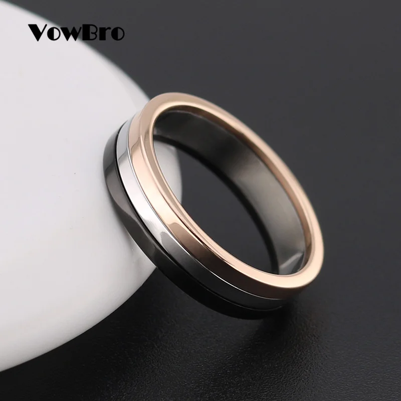 VowBro adies Stainless Steel Interlocked Triple Braided Multi Color Band Bague Ring for Woman Three in One | Украшения и