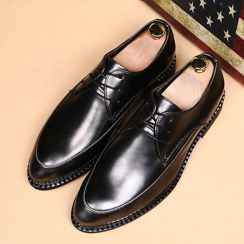 The British men's business dress shoes tip scalp hair stylist leather retro trend of Korean wedding | Обувь