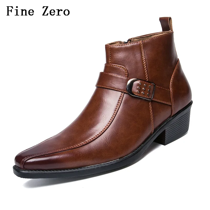

New Men's PU Leather Men Shoes Zipper Sneakers Height Increase Oxfords Male Autumn Formal Dress Shoes For Men Quality Moccasins