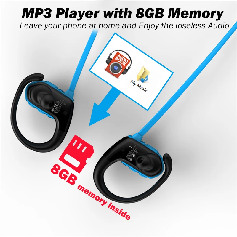 M2 Bluetooth 4 2 наушники спортивные водонепроницаемые беспроводные с 8 Гб mp3 плеером