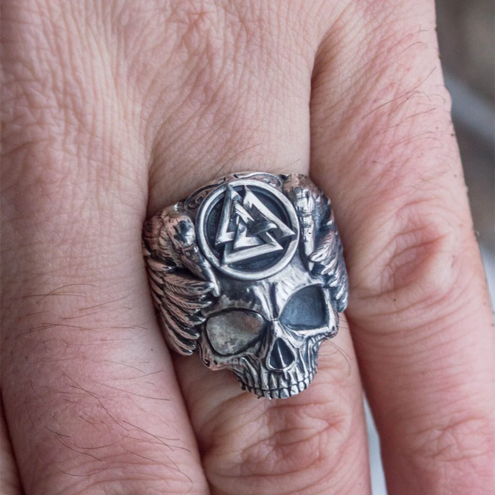 Кольцо Odin с воронами из нержавеющей стали мужское серебряное кольцо Viking Valknut Sukll норвежский амулет ювелирные изделия