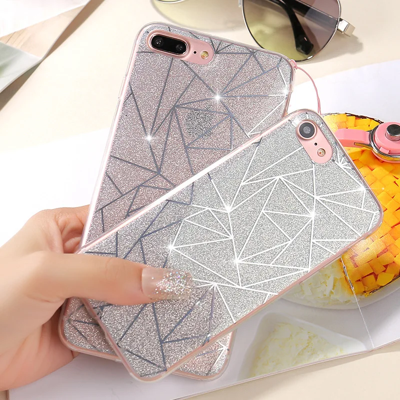 FLIVIMO модные блестящие Bling чехол для телефона iPhone X Геометрические линии Жесткий PC