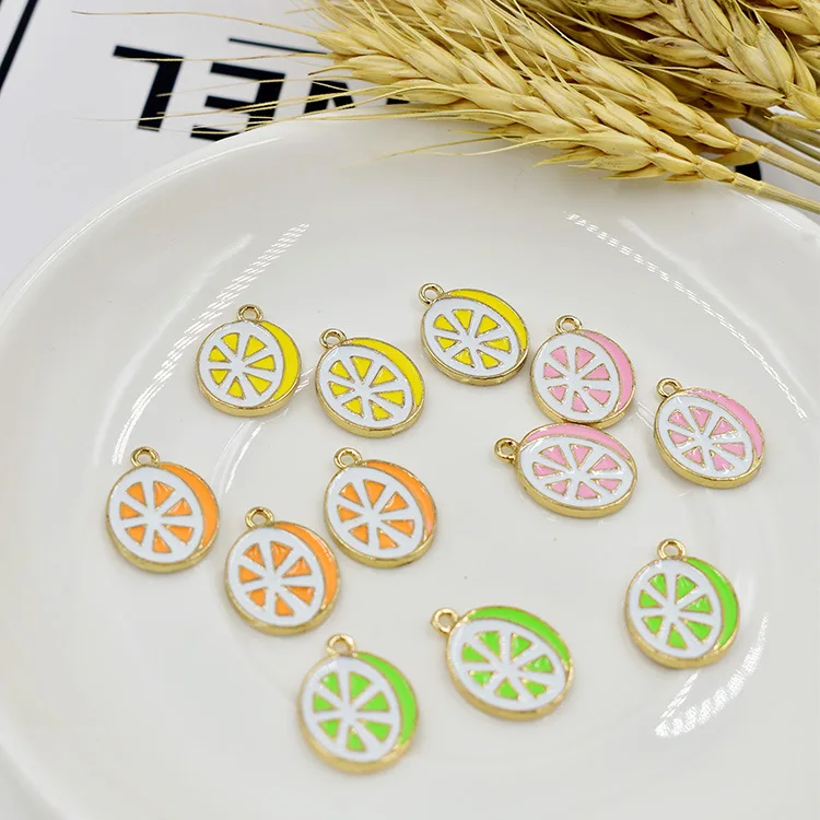 Корень 10 шт./упак. модный пить апельсиновый сок эмаль амулеты из сплава браслет DIY