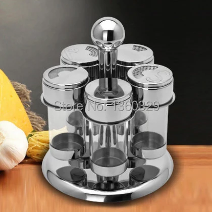 

European Cooking Tools 5 Rotating Cruets/Set Salt Pepper Shakers Spice Temperos Bottles Condimentos Galheteiro kitchen Accessory