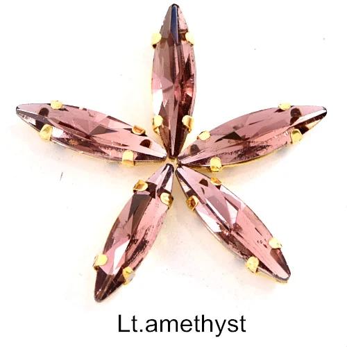 Lt.amethyst 50 шт 4x15 мм конский глаз Форма пришить стразы с коготь Кристалл Стекло Стразы с золотой коготь для Сделай Сам одежда B1194 - Цвет: Lt.amethyst