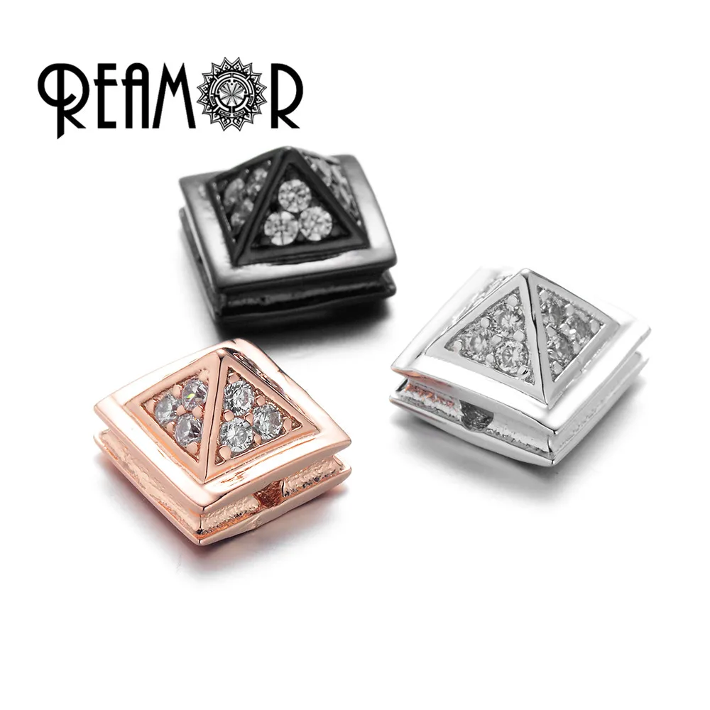 Браслет REAMOR с микро инкрустацией циркониевая пирамида медный шарик подходит для изготовления ювелирных