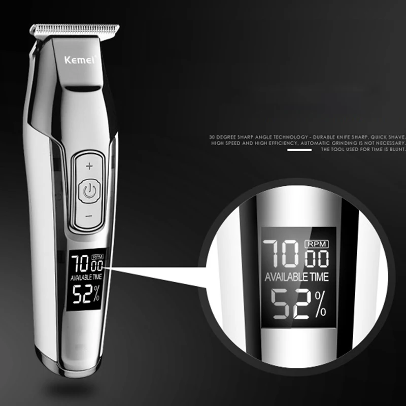 KEMEI электрическая машинка для стрижки волос LCD Профессиональная Парикмахерская