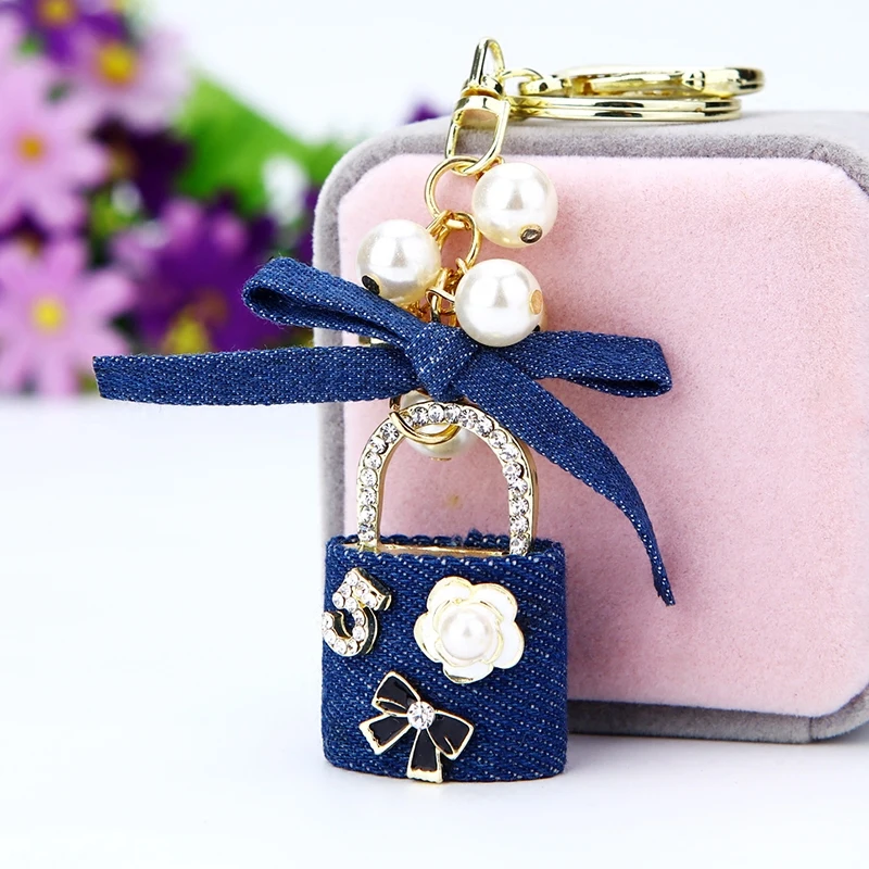 Милый брелок Стразы для ключей из ткани с кристаллами в сумке автомобильный