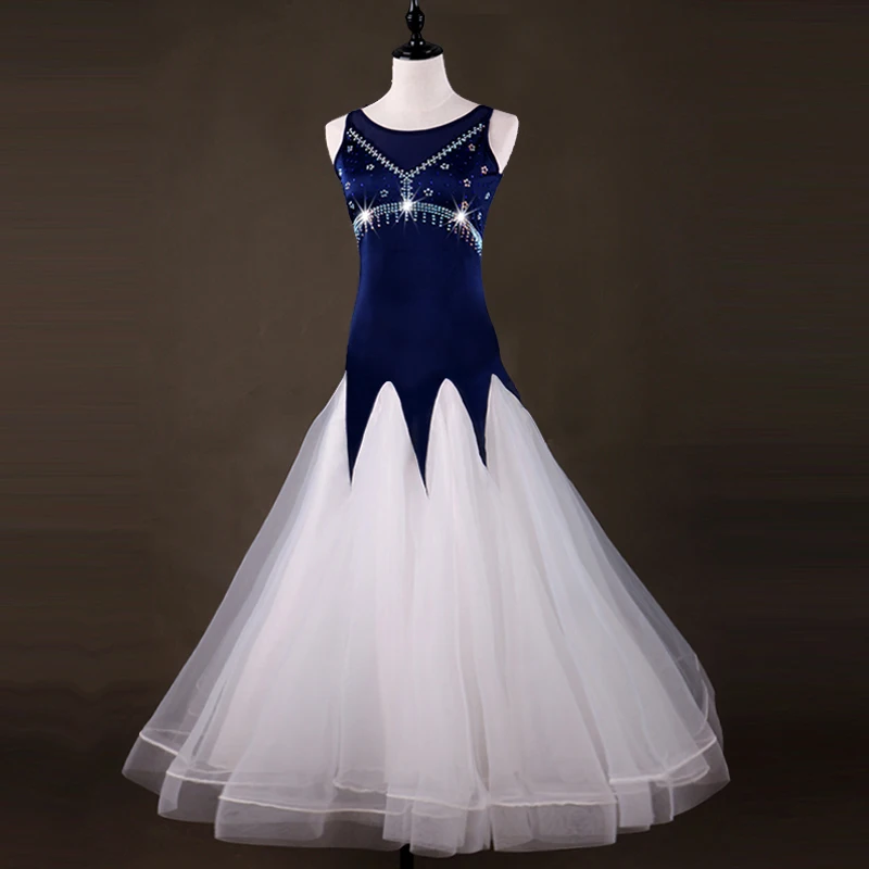 Женское платье для бальных танцев на заказ с блестящими бриллиантами темно