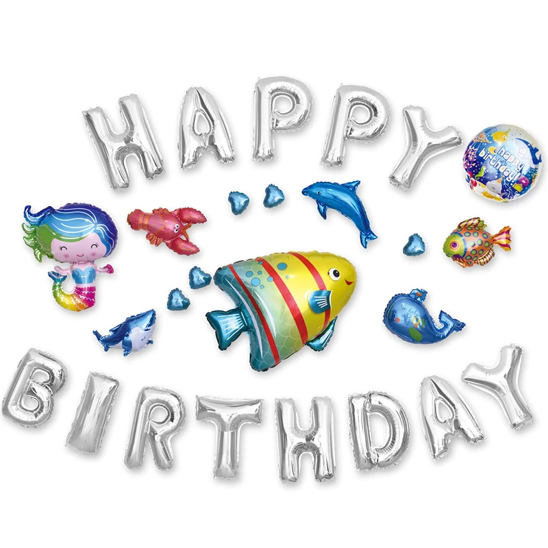 26 шт. большой Омар Русалка Акула фольга шары Happy Ocean День Рождения украшения Дети 16 дюймов буквы шарики товары для дома