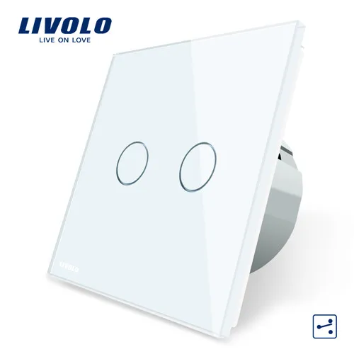 2gang 2ways switch Livolo Роскошный настенный сенсорный выключатель, выключатель света, выключатель питания, Хрустальное стекло, розетка, многофункциональные розетки, свободный выбор - Цвет: 2gang 2ways switch