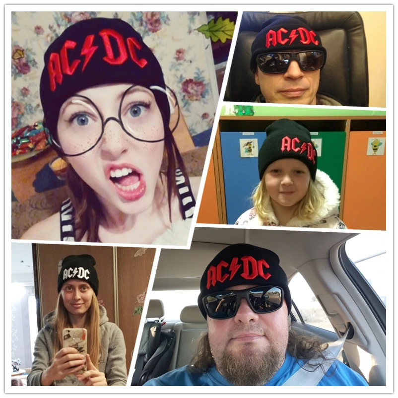 Климат Для мужчин женщин зима теплая Шапка бини рок ACDC AC/DC группа теплые зимние