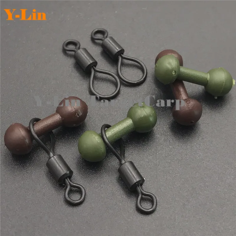 

20PCS Carp Fishing Heli Chod Beads With UK 8# Ring Swivels Rubber Beads With Quick Change Swivels