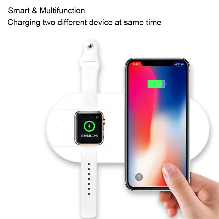 2 в 1 мини air power Qi настольная Беспроводная Быстрая зарядка для Apple iWatch 3 iPhone X XS Max XR 8