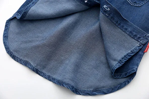 

Children's long-sleeved denim shirt, boys' and girls' cotton undershirt