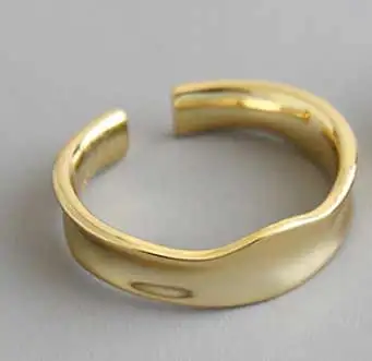 Gold F.I.N.S INS стильные минималистичные 925 пробы серебряные кольца для женщин Нерегулярные вогнутые женские кольца открытый Штабелируемый палец кольцо - Цвет основного камня: Gold