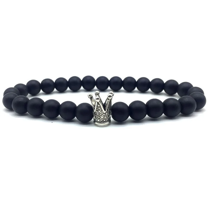 Мужской браслет с подвесками Crown 2020 винтажный черный и белый натуральным камнем