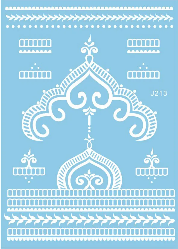 Временная татуировка хны белая Съемная наклейки AJ206 большие украшения дизайны