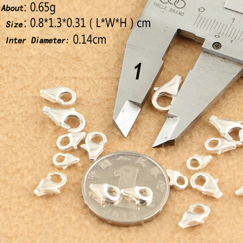 Застежки карабины из серебра 925 пробы 10 шт./лот|connectors for jewelry|connectors jewelry makingsilver lobster