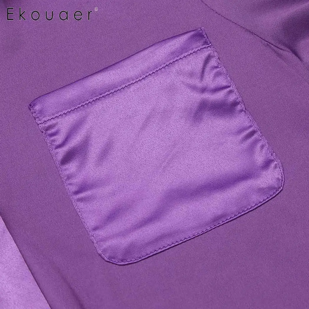 Ekouaer женское платье для сна ночная рубашка с отложным воротником и длинными