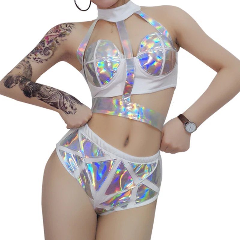 Блестящее бикини джазовые танцевальные костюмы боди для женщин Сексуальная