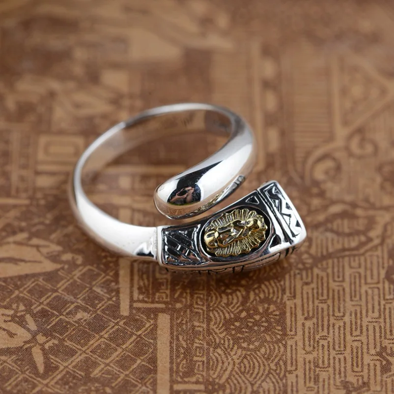 

Emperor Gold Silver Thai Silver Ring Wholesale S925 Pure Silver Character Special Opening The Virgin Mary