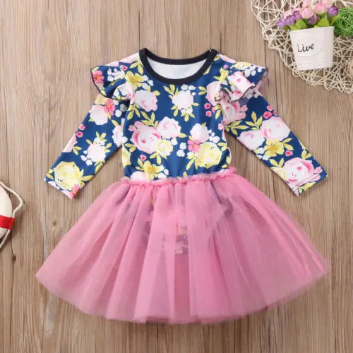 Newborn Toddler Kids Baby Girl Floral Romper Dress Lace Tutu Clothes Children Infant Girls Lovely Brief Dresses Print 6M-4T | Детская