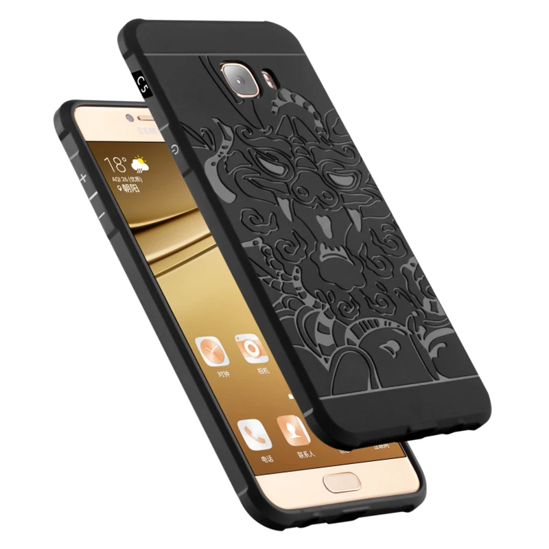 Luxury Dragon Pattern Phone Case for Samsung Galaxy C5 C7 Pro C9 High Quality Soft Silicone Protective Back Cover |