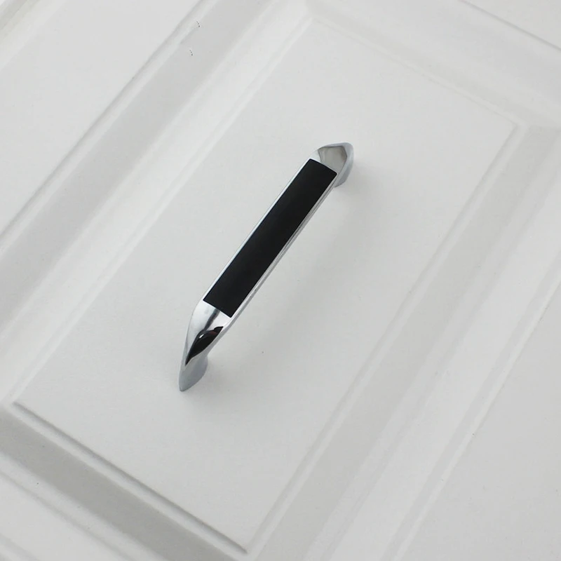 Современная простая дверная ручка для шкафа черная Хромированная вытягивания