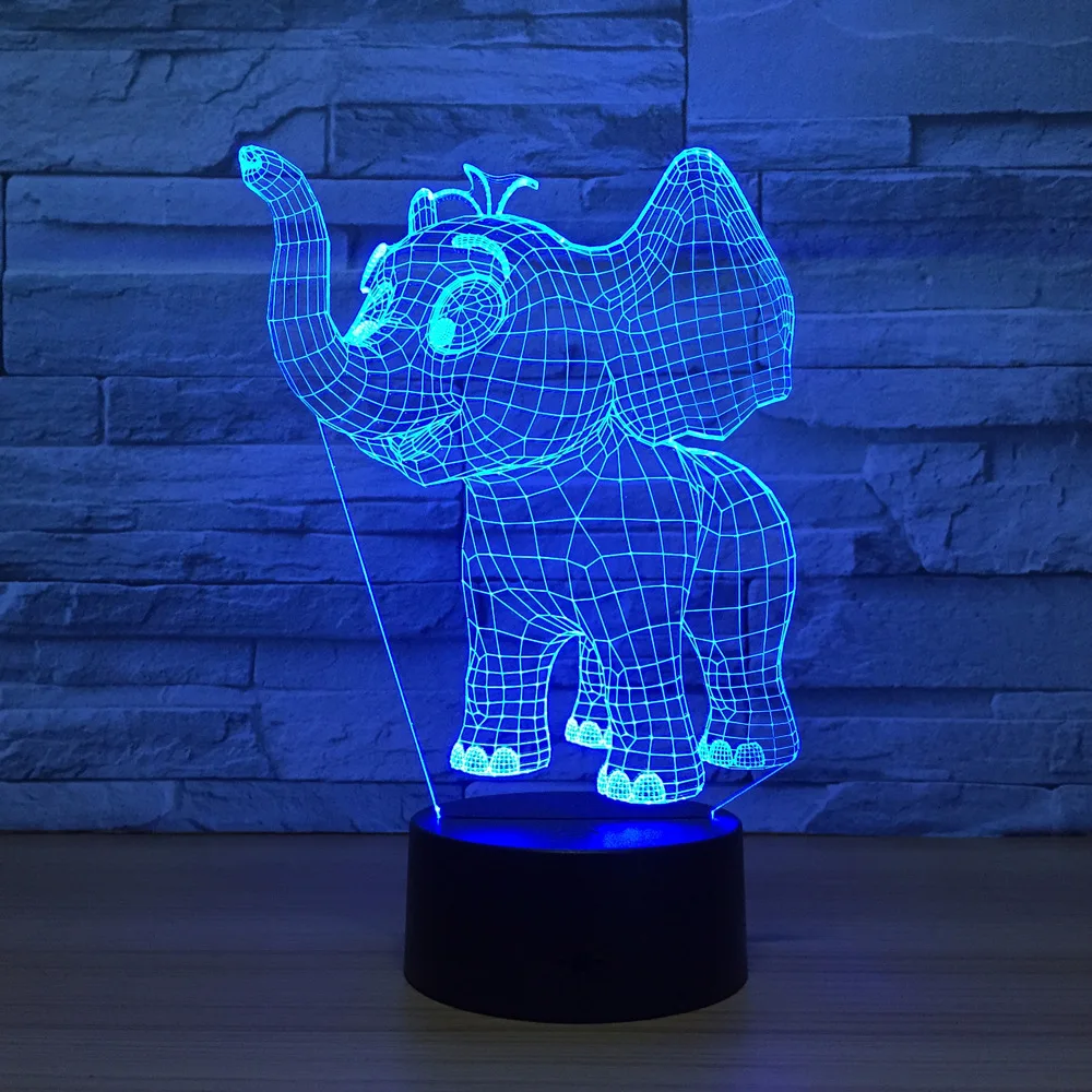 Акриловые красочные 3d ночники в виде маленького слона с Usb разъемом креативные