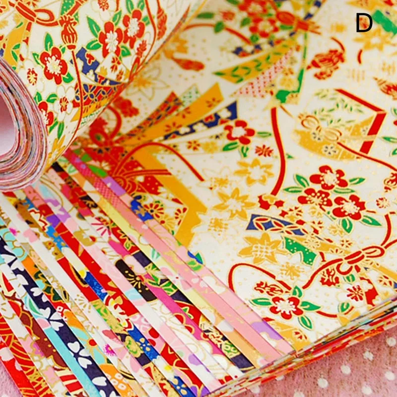 Style D 14x14cm 20pcs/pack Japanese style Gold Lines Flower Paper Crane Decorative Environmental Materia Diy Kids Origami Paper Scrapbook Decor - Цвет: Style D 14x14cm