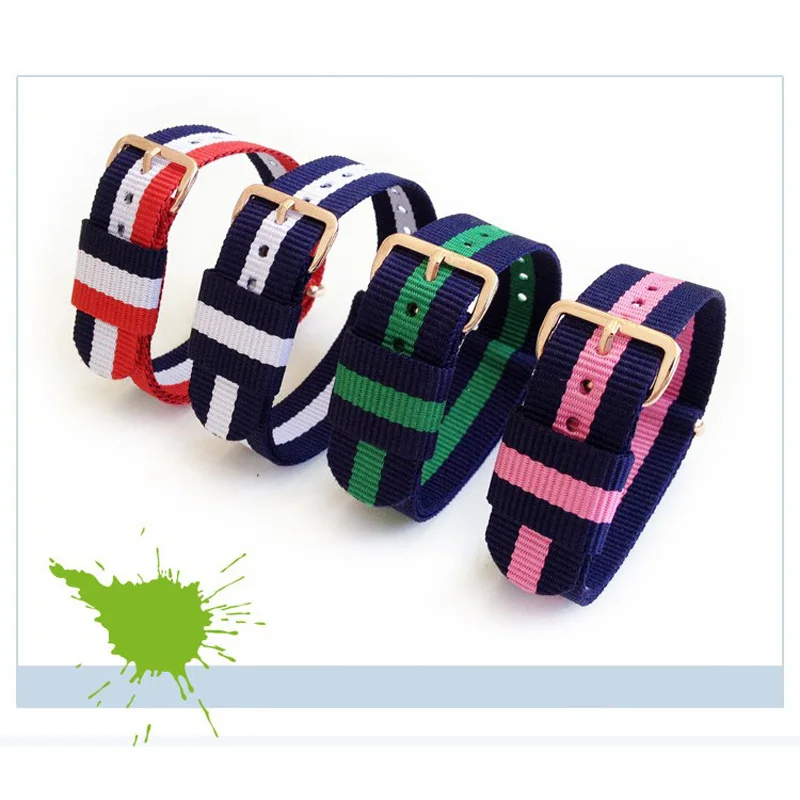 Высокое качество НАТО ремешок нейлоновый для часов daniel wellington 18 мм 20 полосатый