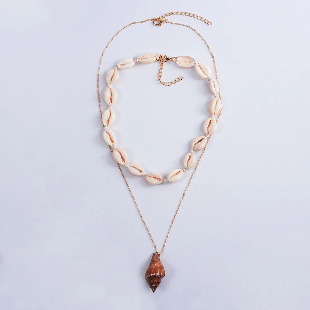 1N1004 Длинное геометрическое Макси-ожерелье Za, красочный дизайн, Boho Seashell, раковины, жемчужные винтажные этнические цепи для женщин, свадебные украшения - Окраска металла: 1N1004