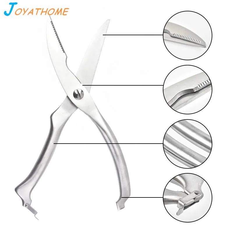 Joyathome Heavy Stainless Steel Chicken Bone Cut Fish Scissors Kitchen Hollow Handle Food Knife |