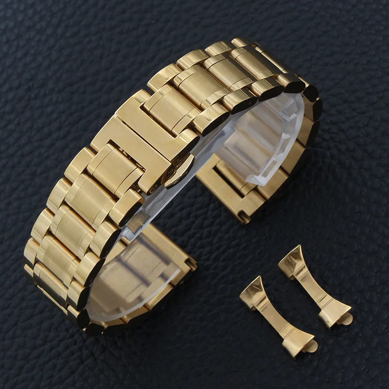 Steel black gold stainless steel strap bracelet 18mm 20mm 22mm 24mm solid metal accessories for men and women+tool | Наручные часы