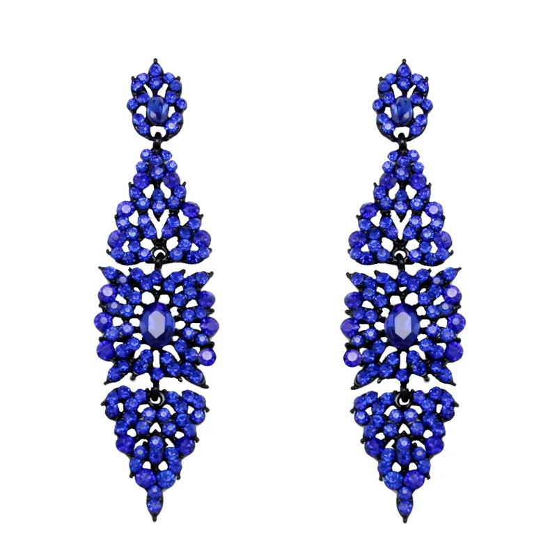 Женские Висячие серьги OCESRIO черные длинные висячие со стразами большие вечерние