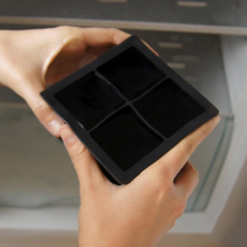 DIY Творческий 4 квадратных ледяной куб лоток прямоугольная силиконовая большой