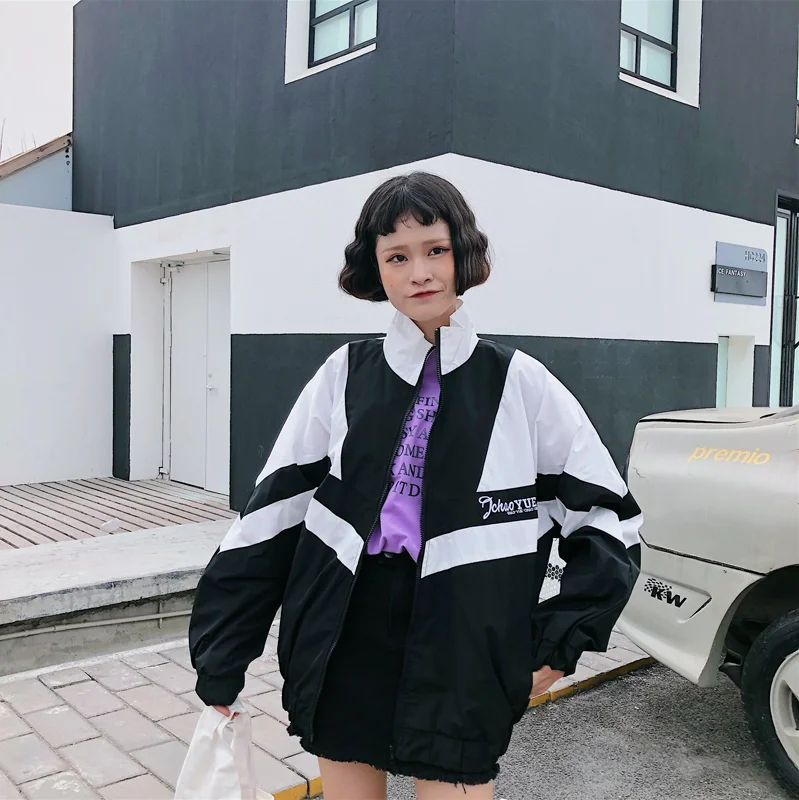 Распродажа! Весенняя куртка-бомбер в стиле унисекс BF Harajuku, Свободное пальто с нашивками в виде букв, Дизайнерская куртка для женщин, Базовая куртка большого размера
