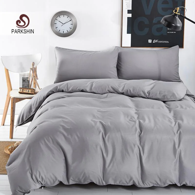 Паркшин чистый серый набор модного постельного белья пододеяльник наволочки