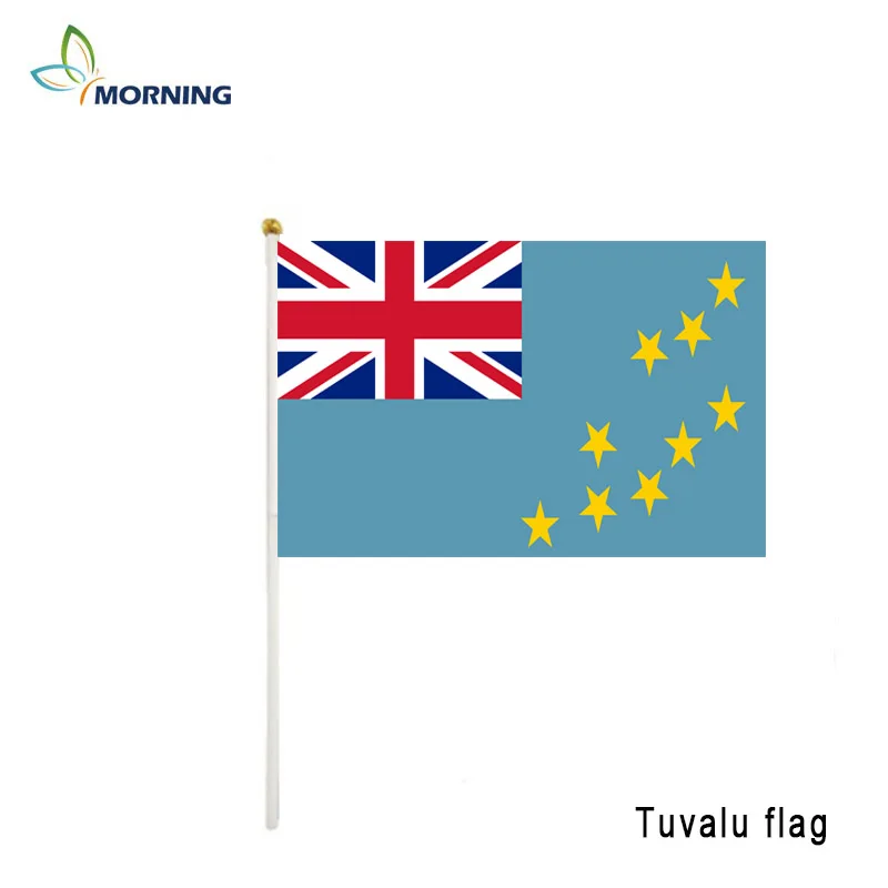 

MORNING custom flag Tuvalu flag hand waving flag 14x21cm hand flag with pole sports home decoration