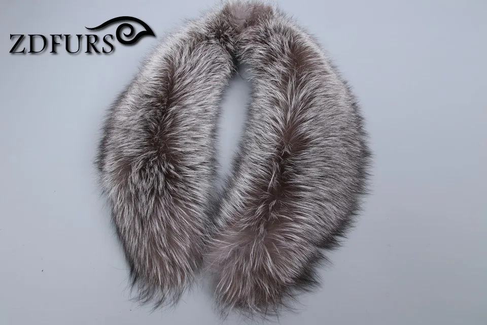 ZDFURS* Горячая Распродажа супер большой черный Лисий меховой воротник для шерстяной куртки одежда натуральный Лисий мех шарф большой размер Женская ZDC-163011