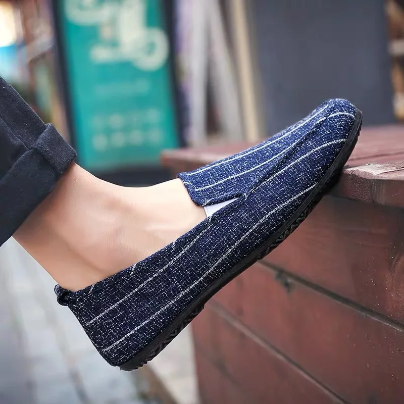 Мужская обувь Повседневная дышащая парусиновая китайские модные мягкие слипоны