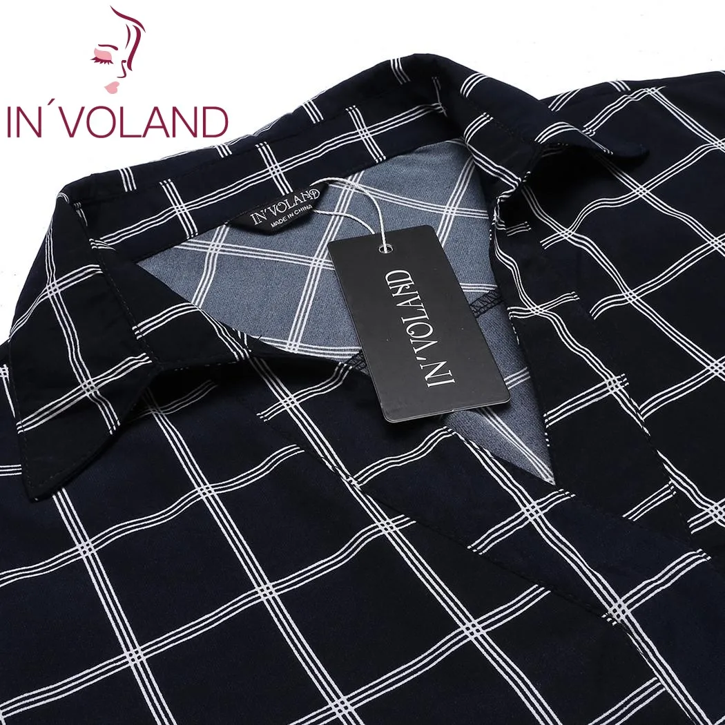 IN'VOLAND Женщины Плюс Размер Женская блузка Blusas топы Осень v-образный вырез с