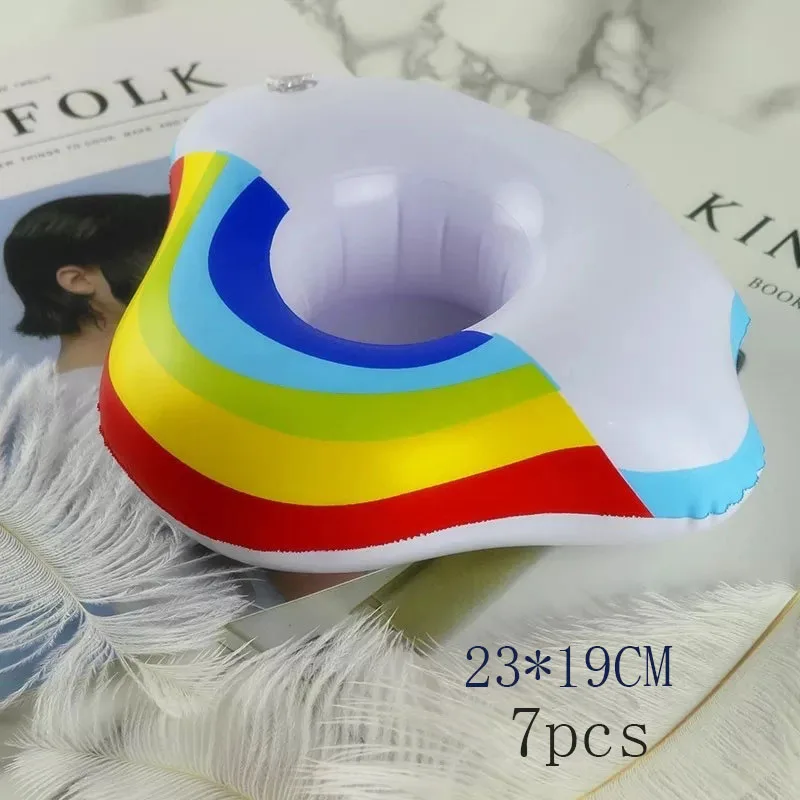 Rainbow clouds Единорог надувной фламинго напиток Пивной держатель летний бассейн вечерние поплавок аксессуары дети взрослые игрушки для ванной пончик плавательный кольцо - Цвет: Rainbow clouds